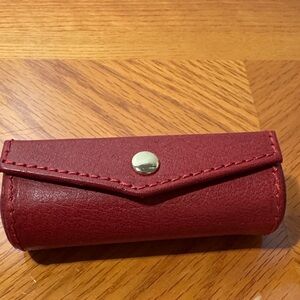 Elegant Red Lipstick Case with Mirror